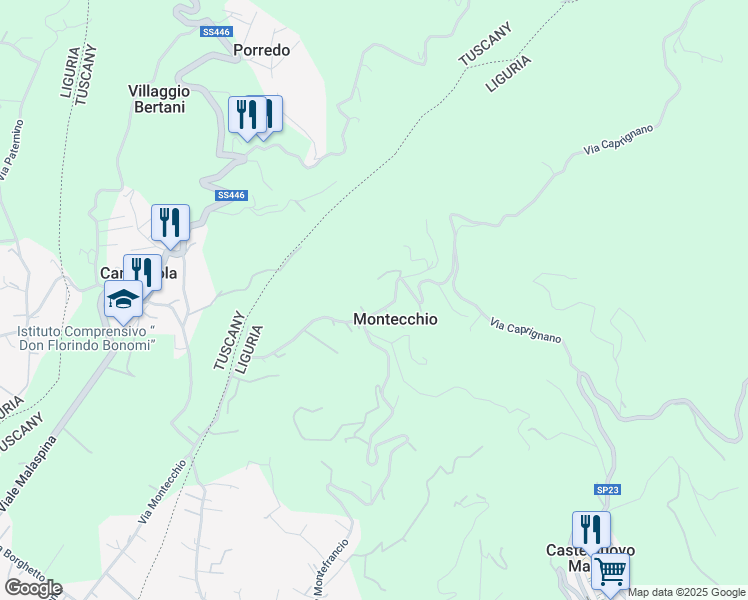 map of restaurants, bars, coffee shops, grocery stores, and more near 132 Via Montefrancio in Montecchio