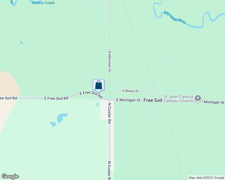 map of restaurants, bars, coffee shops, grocery stores, and more near 2449 John Street in Free Soil