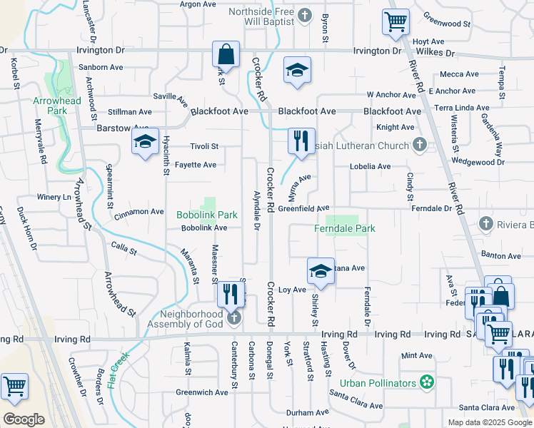 map of restaurants, bars, coffee shops, grocery stores, and more near 3103 Alyndale Drive in Eugene