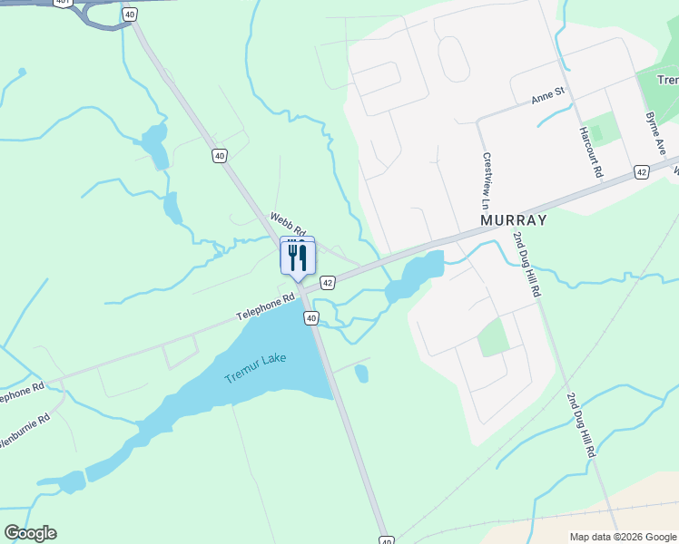 map of restaurants, bars, coffee shops, grocery stores, and more near 34 Webb Road in Quinte West