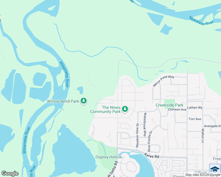 map of restaurants, bars, coffee shops, grocery stores, and more near 1367 Umpqua Avenue in Coburg