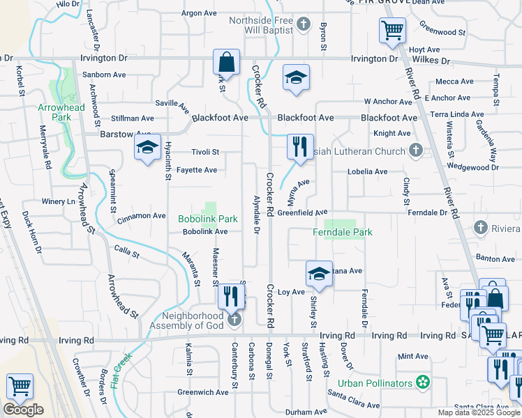 map of restaurants, bars, coffee shops, grocery stores, and more near 3103 Alyndale Drive in Eugene