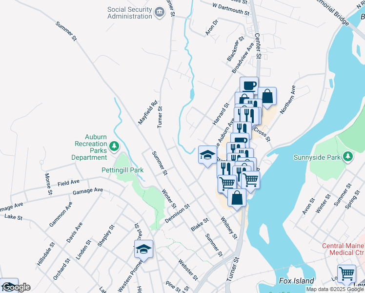 map of restaurants, bars, coffee shops, grocery stores, and more near 191 Whitney Street in Auburn