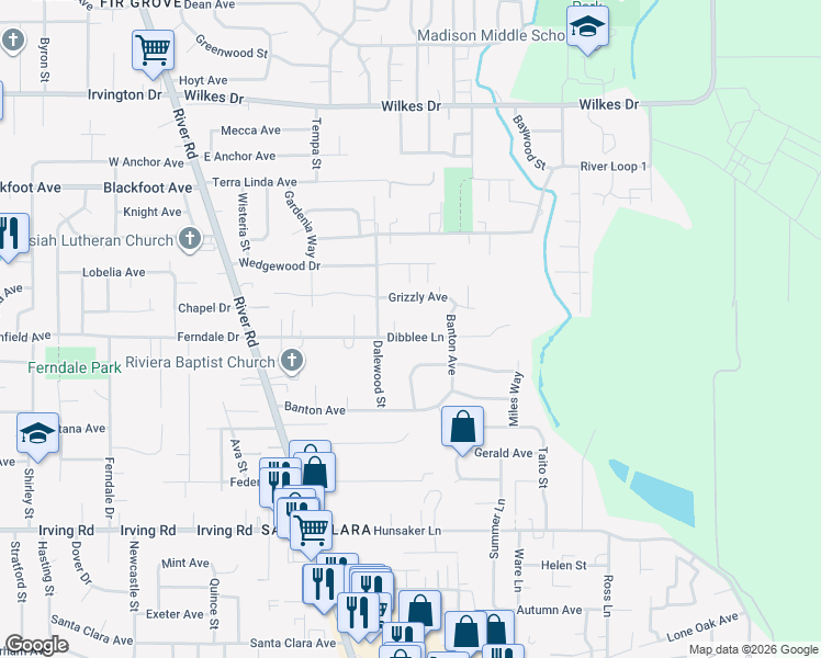 map of restaurants, bars, coffee shops, grocery stores, and more near 217 Dibblee Lane in Eugene