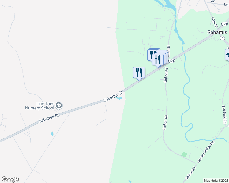 map of restaurants, bars, coffee shops, grocery stores, and more near 1472 Sabattus Road in Lewiston