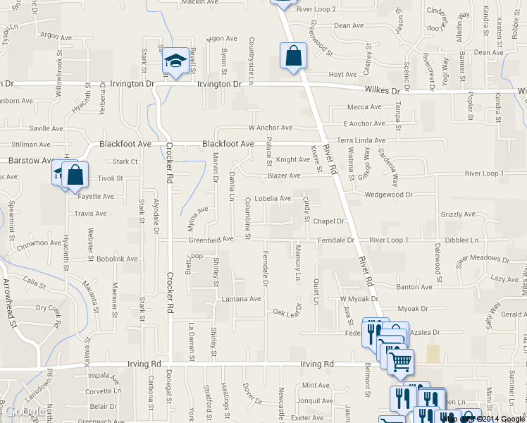 map of restaurants, bars, coffee shops, grocery stores, and more near 3190 Zinnia Street in Eugene
