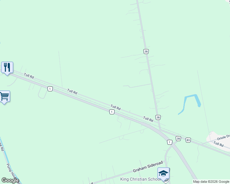 map of restaurants, bars, coffee shops, grocery stores, and more near 190 Toll Road in Regional Municipality of York