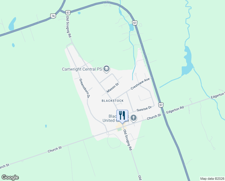 map of restaurants, bars, coffee shops, grocery stores, and more near 5 Mason Street in Scugog