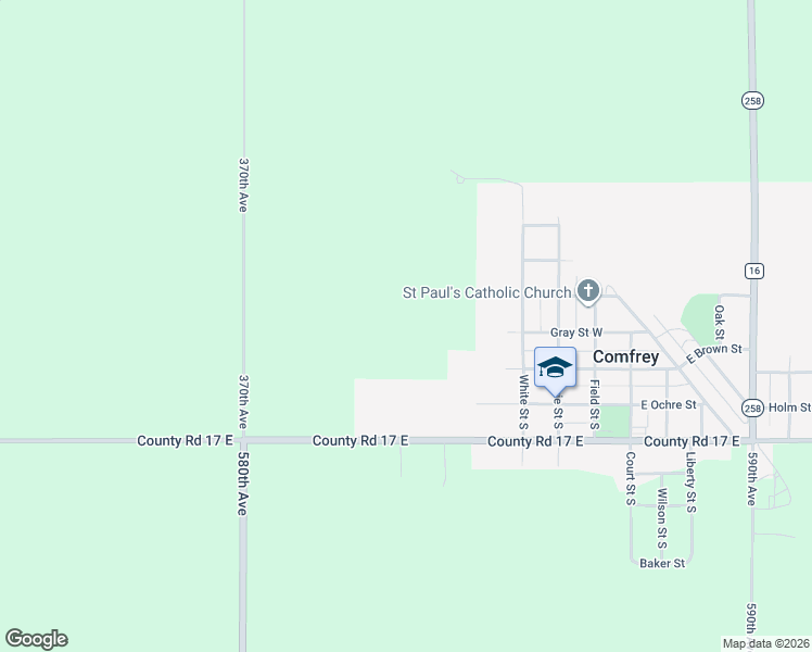 map of restaurants, bars, coffee shops, grocery stores, and more near in Comfrey