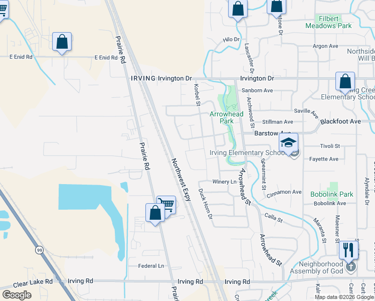 map of restaurants, bars, coffee shops, grocery stores, and more near 3434 Cabernet Lane in Eugene