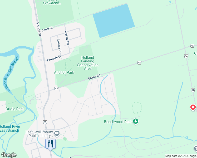 map of restaurants, bars, coffee shops, grocery stores, and more near 69 Prunella Crescent in East Gwillimbury