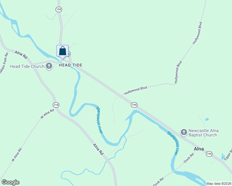 map of restaurants, bars, coffee shops, grocery stores, and more near Maine 194 in Alna