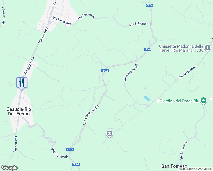 map of restaurants, bars, coffee shops, grocery stores, and more near 2289 SP74 in Provincia di Forlì-Cesena