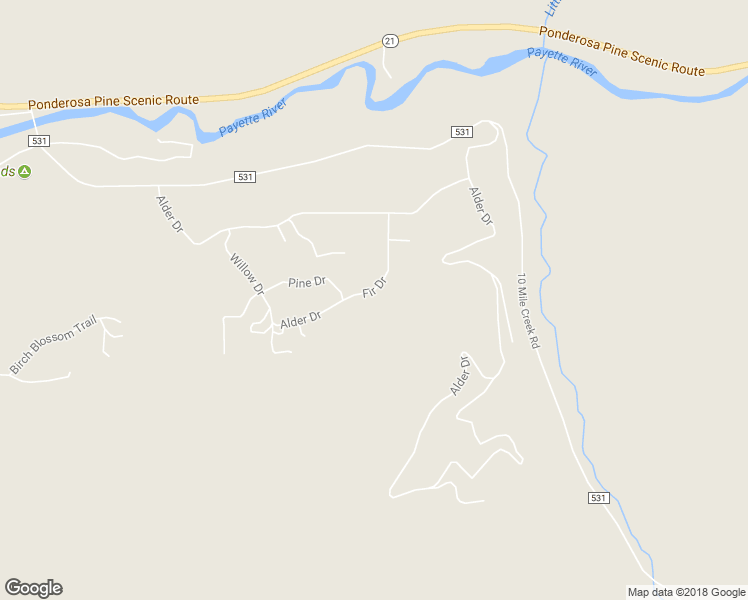 map of restaurants, bars, coffee shops, grocery stores, and more near 123 Alder Drive in Lowman