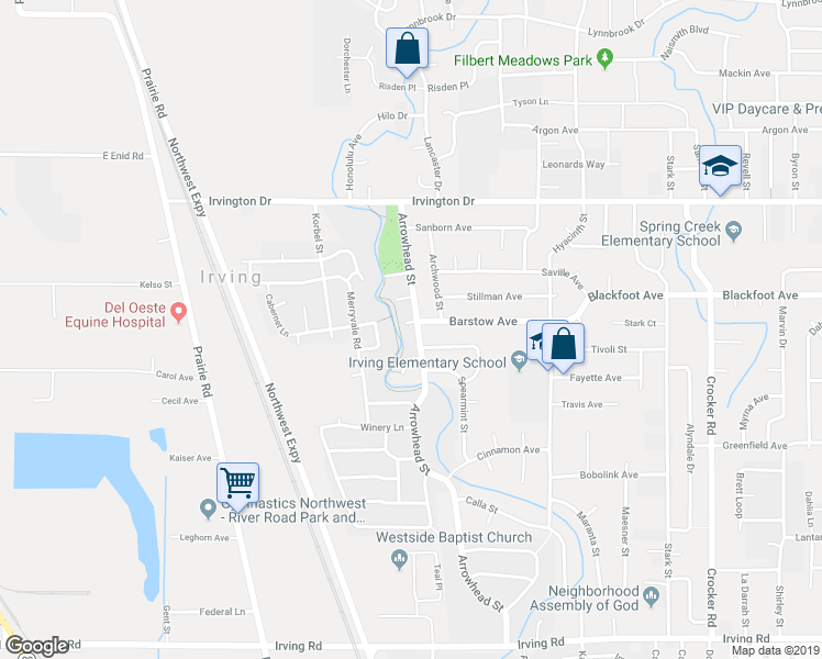 map of restaurants, bars, coffee shops, grocery stores, and more near 3390 Arrowhead Street in Eugene