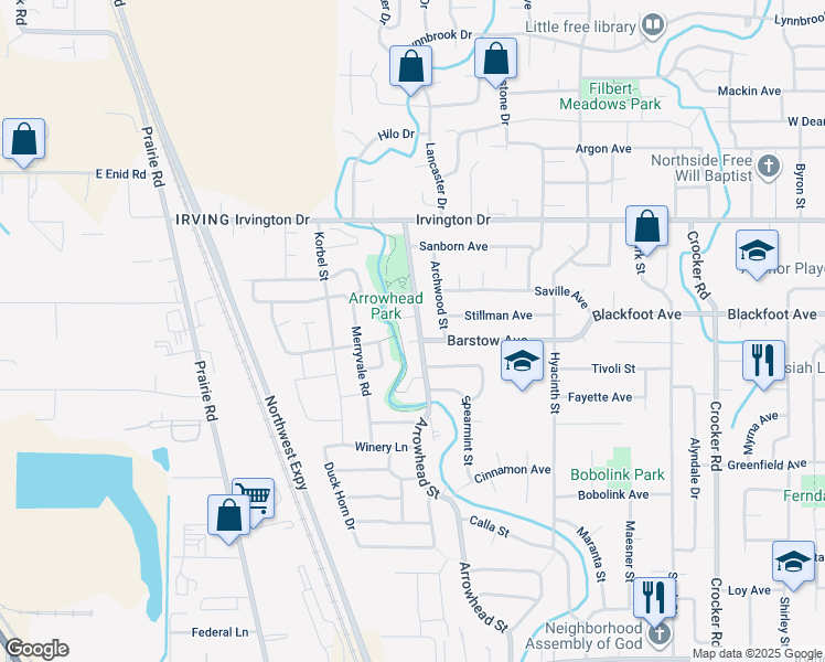 map of restaurants, bars, coffee shops, grocery stores, and more near 3351 Goose Cross Lane in Eugene