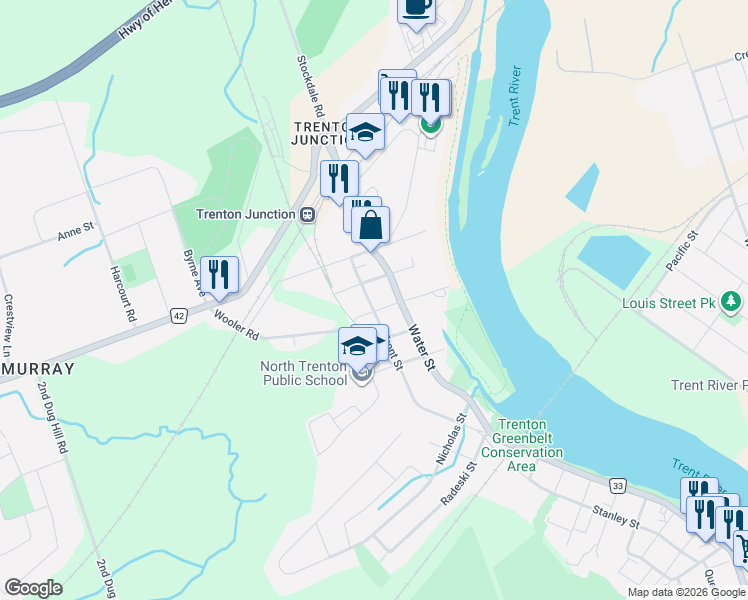 map of restaurants, bars, coffee shops, grocery stores, and more near 651 Front Street in Quinte West