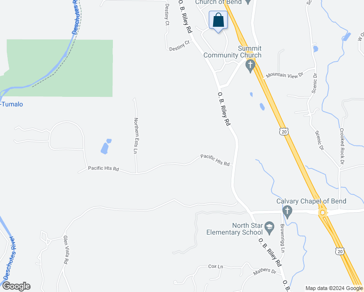 map of restaurants, bars, coffee shops, grocery stores, and more near 63737 O. B. Riley Road in Bend