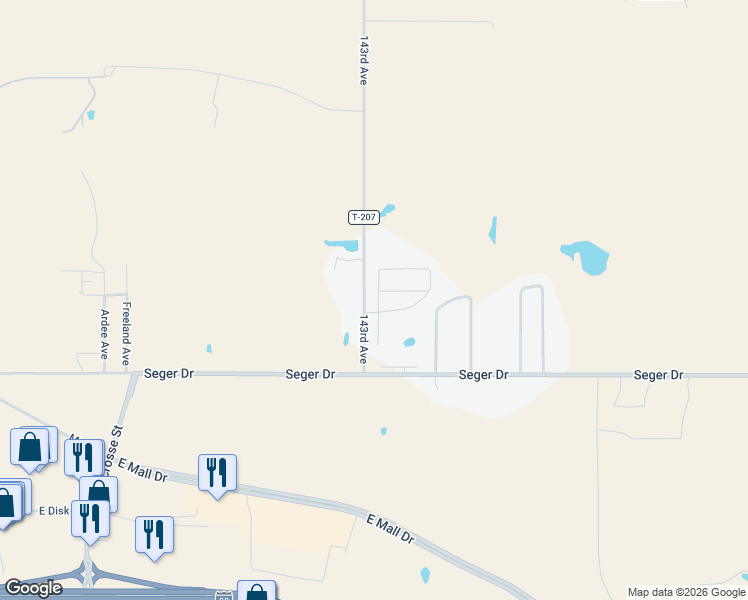 map of restaurants, bars, coffee shops, grocery stores, and more near 2692-3222 County Road T-207 in Rapid City