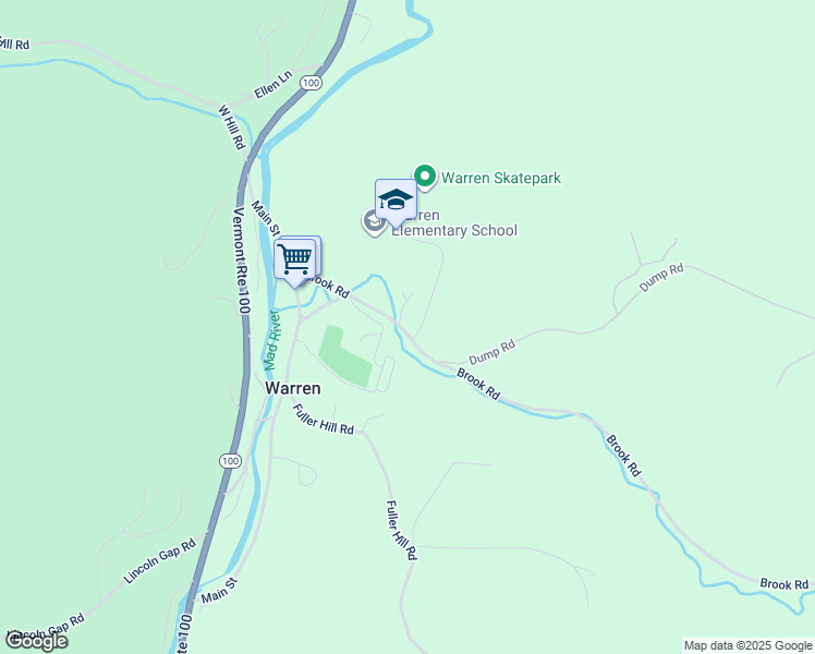 map of restaurants, bars, coffee shops, grocery stores, and more near 251 Brook Road in Warren