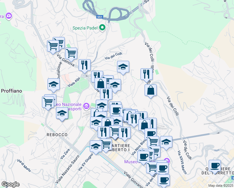 map of restaurants, bars, coffee shops, grocery stores, and more near 50 Via Oldoini Alfredo in La Spezia