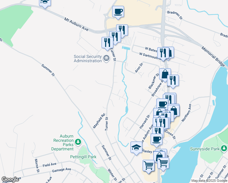 map of restaurants, bars, coffee shops, grocery stores, and more near 6 Mallard Drive in Auburn