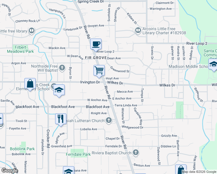 map of restaurants, bars, coffee shops, grocery stores, and more near in Eugene