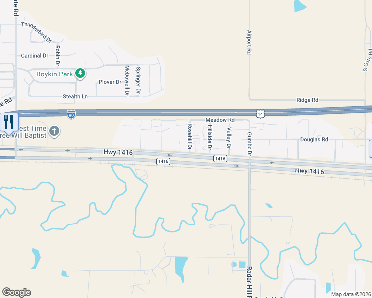 map of restaurants, bars, coffee shops, grocery stores, and more near 400 Box Elder Road West in Box Elder