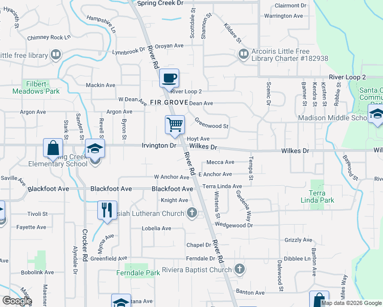 map of restaurants, bars, coffee shops, grocery stores, and more near in Eugene