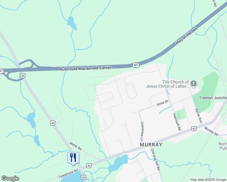 map of restaurants, bars, coffee shops, grocery stores, and more near 31 Gavin Crescent in Quinte West