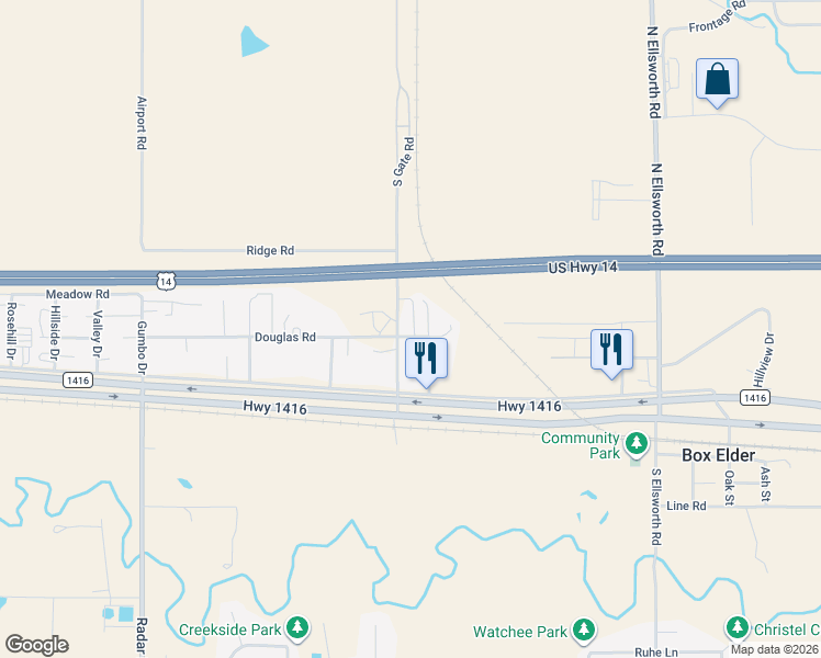 map of restaurants, bars, coffee shops, grocery stores, and more near 109 Morningside Drive in Box Elder
