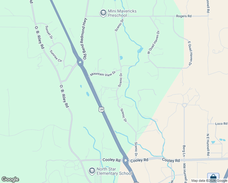 map of restaurants, bars, coffee shops, grocery stores, and more near 20224 Meadow Lane in Bend