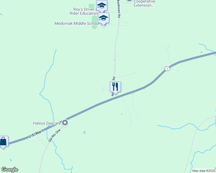 map of restaurants, bars, coffee shops, grocery stores, and more near 46 Manktown Road in Waldoboro