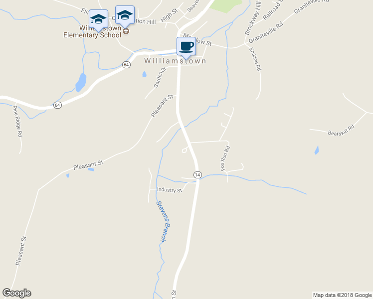 map of restaurants, bars, coffee shops, grocery stores, and more near 25 Williamstown Square in Williamstown