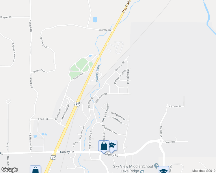 map of restaurants, bars, coffee shops, grocery stores, and more near 63802 Stanley Way in Bend