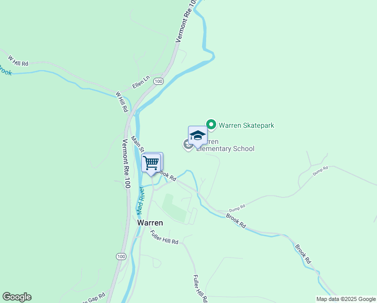 map of restaurants, bars, coffee shops, grocery stores, and more near 293 School Road in Warren