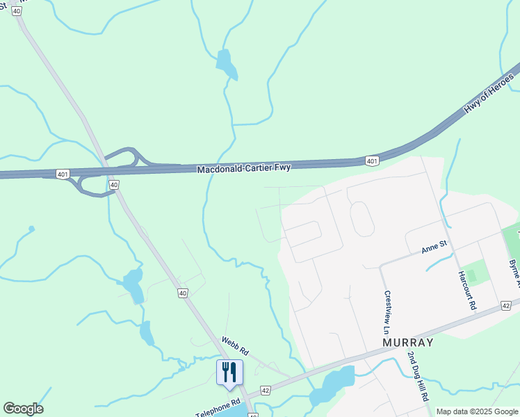 map of restaurants, bars, coffee shops, grocery stores, and more near 52 Orchard Lane in Quinte West