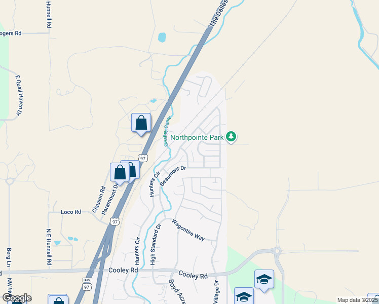 map of restaurants, bars, coffee shops, grocery stores, and more near 63802 Stanley Way in Bend