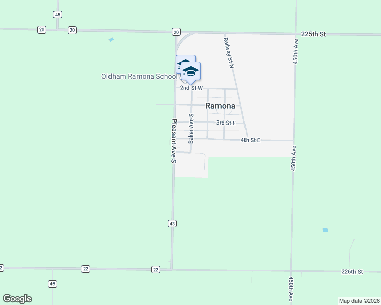 map of restaurants, bars, coffee shops, grocery stores, and more near 100 5th Street West in Ramona