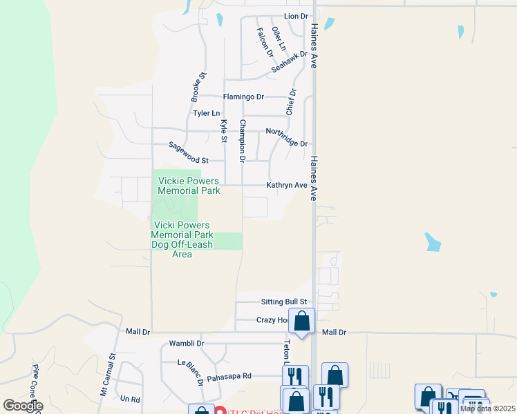 map of restaurants, bars, coffee shops, grocery stores, and more near 3306 Champion Drive in Rapid City