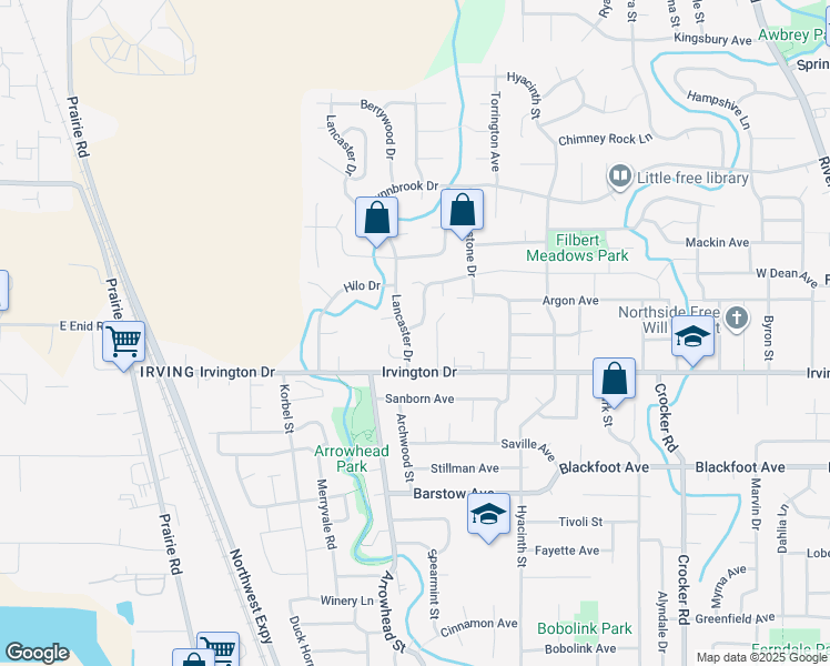 map of restaurants, bars, coffee shops, grocery stores, and more near 1175 Brockton Place in Eugene