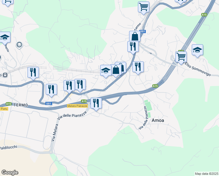map of restaurants, bars, coffee shops, grocery stores, and more near 912 Via Sarzana in La Spezia