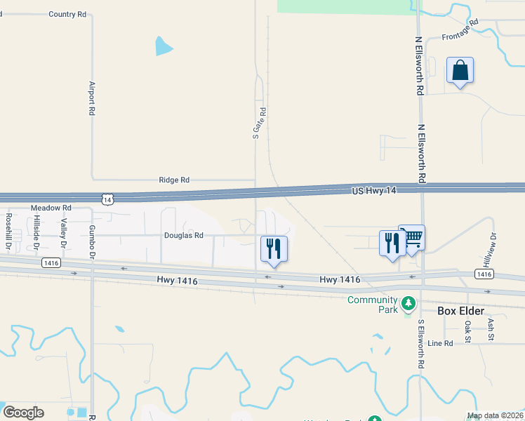 map of restaurants, bars, coffee shops, grocery stores, and more near 109 Morningside Drive in Box Elder