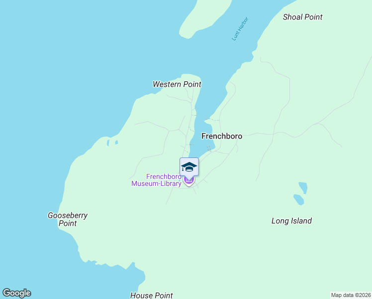 map of restaurants, bars, coffee shops, grocery stores, and more near 22 Shore Road in Frenchboro