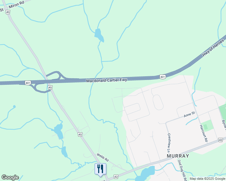 map of restaurants, bars, coffee shops, grocery stores, and more near 52 Orchard Lane in Quinte West