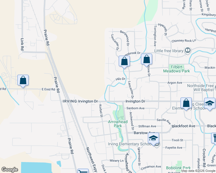 map of restaurants, bars, coffee shops, grocery stores, and more near 1287 Hilo Drive in Eugene