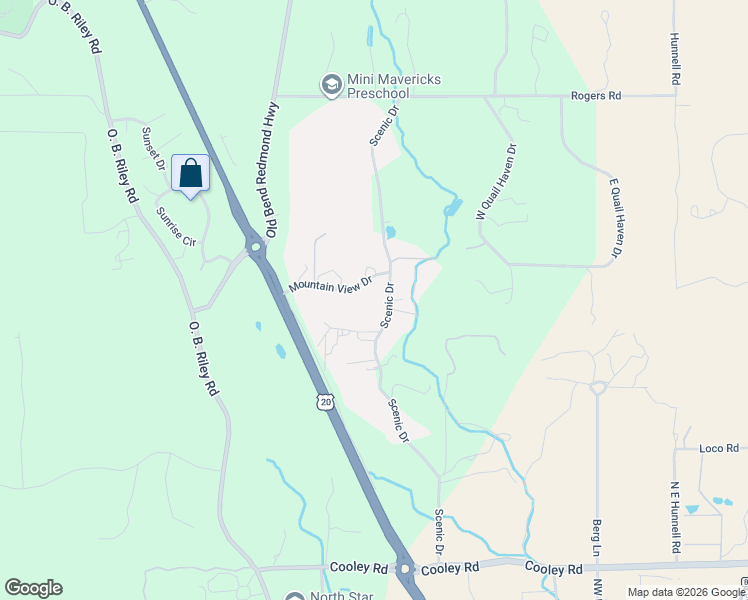 map of restaurants, bars, coffee shops, grocery stores, and more near 63839 Scenic Drive in Bend