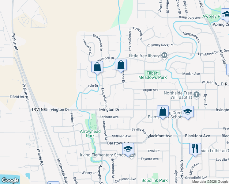 map of restaurants, bars, coffee shops, grocery stores, and more near 1098 Tyson Lane in Eugene