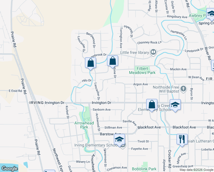 map of restaurants, bars, coffee shops, grocery stores, and more near 1098 Tyson Lane in Eugene