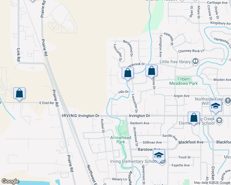 map of restaurants, bars, coffee shops, grocery stores, and more near 1287 Hilo Dr in Eugene